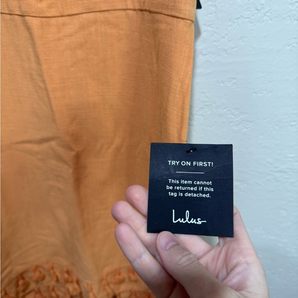 Lulu’s Dress - Feel the Sunshine Washed Orange Tassel Mini Dress - Size Medium - Picture 3 of 5